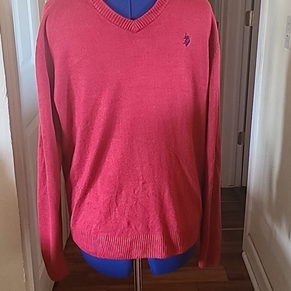 US Polo Association red sweater men's sz. L. (#785c) GUC.